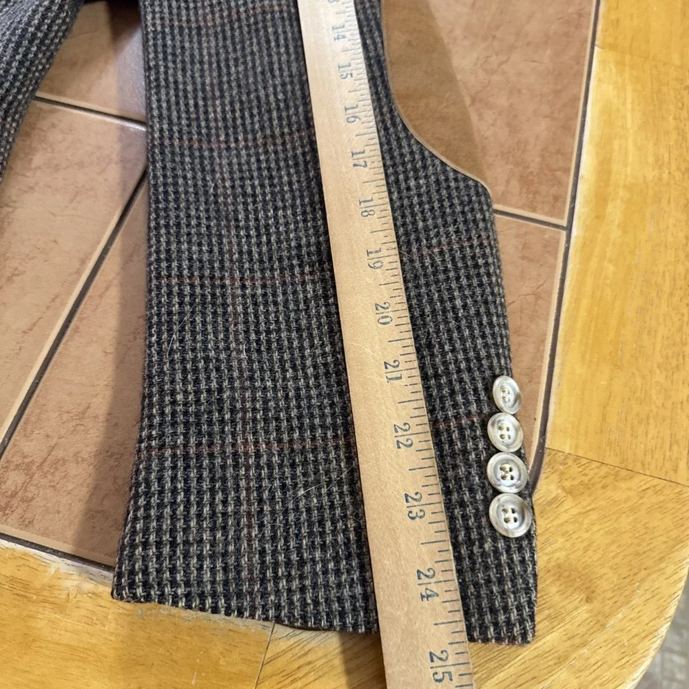 Evan Picone 40R Brown Multi Color Wool  Tweed Herringbone Jacket ELBOW PATCHES